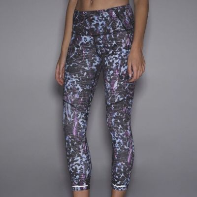 Lululemon All Sport Crop Leggings Size 6 Floral Blue Womens Full-On Luxtreme
