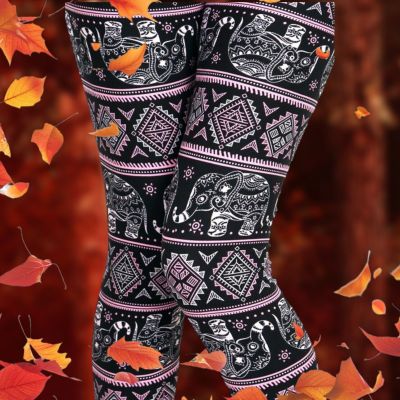 Pink Elephant Safari Buttery Soft Leggings Size Plus Size