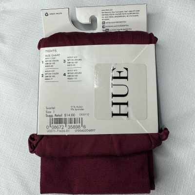 HUE Scarlet Red Ultimate Opaque Control Top Tights Womens Size 1 U3271 New