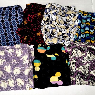 Lot of 7 LuLaRoe Leggings Disney / Geometric Workout Women's Tall and Curvy