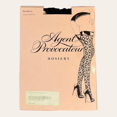 Vintage Agent Provocateur Panthere Leopard Hold Up Stockings Black XS