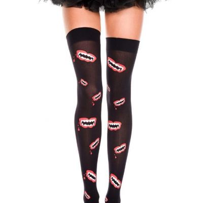 sexy MUSIC LEGS monster VAMPIRE mouth LIPS teeth THIGH highs STOCKINGS pantyhose