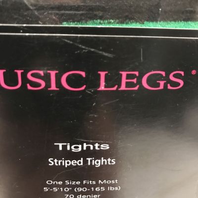 Music Legs ( 7471, One Size) Yellow , Purple & Green Black Striped Tights - 3pks
