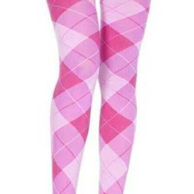Music Legs Big argyle Pantyhose Thoughts Fuschia Pink One Size Fits Most New A15