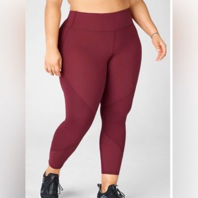 Fabletics Pureluxe Size 4X Mid Rise Ruched 7/8 Leggings Arroyo Red Maroon