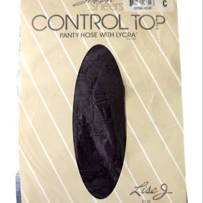 Dress Barn™ Size C Lise J Satiny Control Top Panty Hose OFF BLACK Sandalfoot