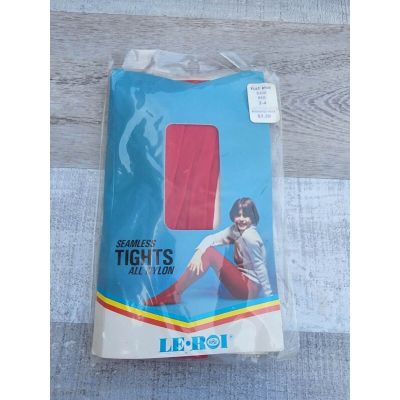 Le-Roi Tights Vintage Unopened Deadstock Tights Seamless Flat Knit Red