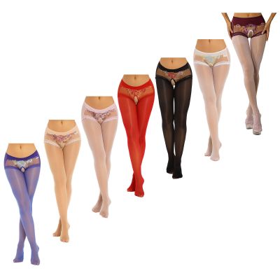 Women Pantyhose Glossy Stockings Lace Tights See-Through Sleepwear Role-playing