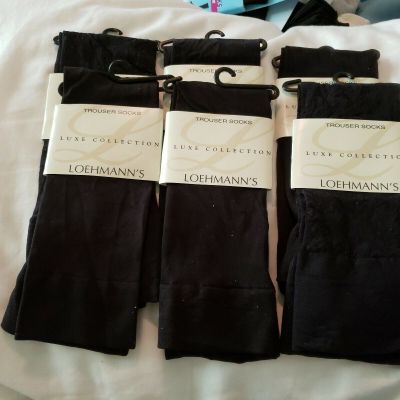 6 Pair Of Brand New trouser socks luxe Collection Loehmann's Black