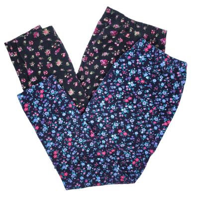 Woman Within Floral Capri Leggings Lot Size L 18/20 Two Pair Colorful Comfort