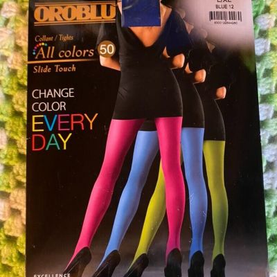 Oroblu Tights Color 50 Large/XL Blue  New in Package