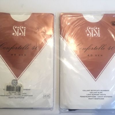 Lot/2 Sisi Comfortelle 40 XS Light Support Lycra Tights Hi-line Panty Grafite
