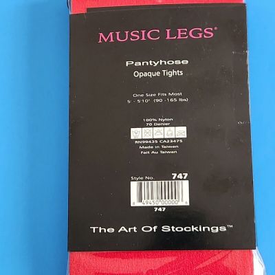 NWOT Music Legs Women's Opaque Red Tights Style 747 One Size Fits Most