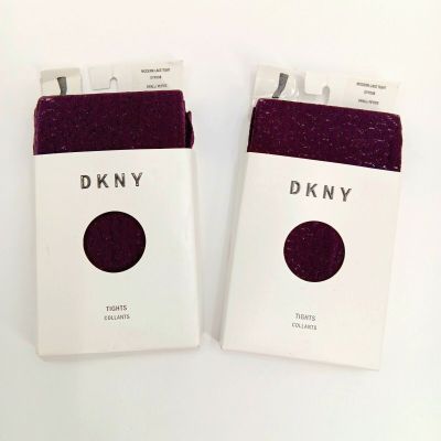 DKNY Modern Lace Tights DYF008 Aubergine Small/Petite (2pair) NTW AA7-2