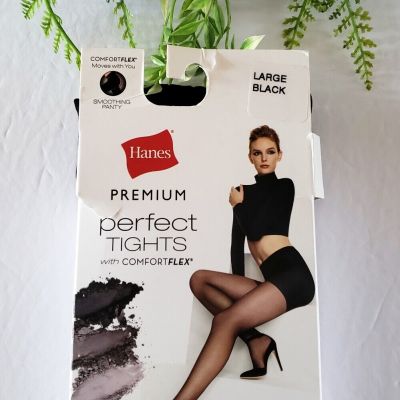Hanes Premium Perfect Tights Sheer Light Coverage With ComfortFlex Black Large