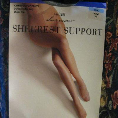 Vintage East 5th JC Penney Sheer Caress Sheerest Support Pantyhose~Bone~Long~NIP