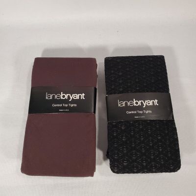2 Pairs Lane Bryant Control Top Tights 1 Brown 1 Black Size C/D Please See Photo