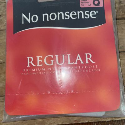 No Nonsense Regular Pantyhose in Nude Q NEW Reinforced Toe Made In USA Vintage