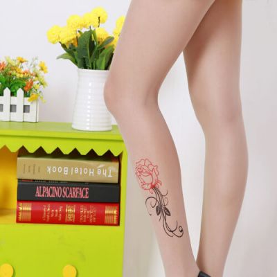 Fake Tattoo Hosiery Socks Cute Patterns Sheer Pantyhose Mock Stockings Tights