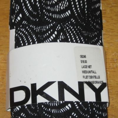New DKNY 0B245 Lace Net Tights Size Medium / Tall Black
