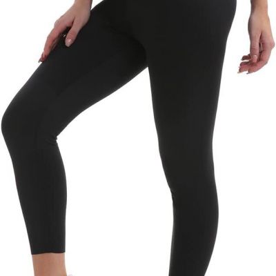Leggings for Women Non See Through-Workout High Waisted Tummy Control Black Tigh