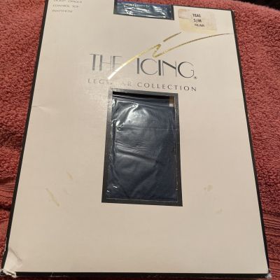 The Icing Legwear Collection Lycra Opaque Control Top Pantyhose Teal S/M NEW