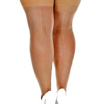 Plus Size Sheer Nylon Back Seam Retro Style Thigh High Stockings (10000Q-N)