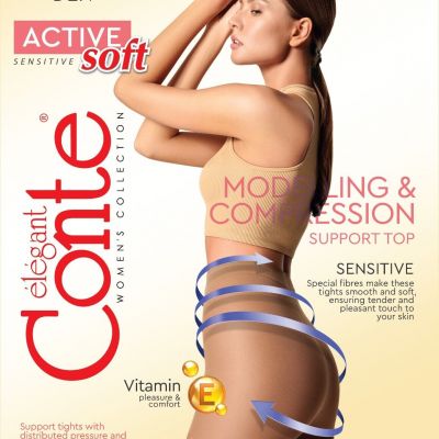 Tights Conte Active Soft 40 den-support/compression: (size 2XL/6), color-nero