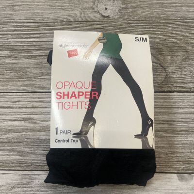 Hanes Style Essentials Opaque Shaper Tights Size S/M Black Control Top New