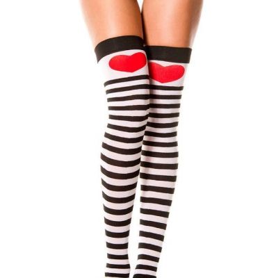 sexy MUSIC LEGS valentine's STRIPE stripes QUEEN of HEARTS thigh HIGHS stockings