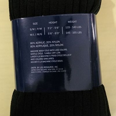 Women’s Anne Klein 7218 Sweater Knit Black Tights Collants, Size S/M