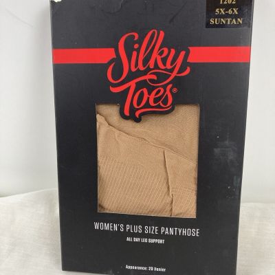 Silky Toes Pantyhose Suntan Size 5X-6X Nylon spandex NEW 1 Pair In Open Package