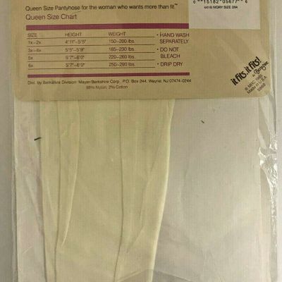 VTG 80s Berkshire Queen All Day Sandlefoot Pantyhose Ivory It Fits Size 3X-4X