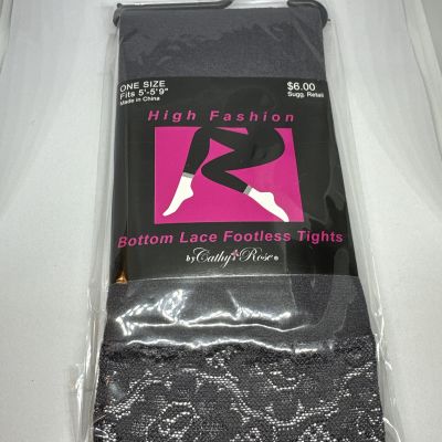 Cathy Rose ~ Bottom Lace/Footless Tights Charcoal Gray ~ One Size