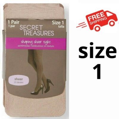 Secret Treasures Women's SIZE 1 Shaping Sheer Tights,1 Pair COCOA NWT