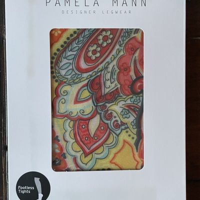NEW Pamela Mann Designer Footless Paisley Patterned Tights Made In Italy????????