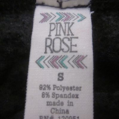 PINK ROSE  GREY/BLACK FLORAL  FLEECE LINED TIGHTS SIZE SMALL