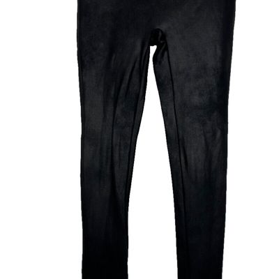Spanx Faux Leather Leggings Sz L Black Color Pull On Stretch Pants Excellent