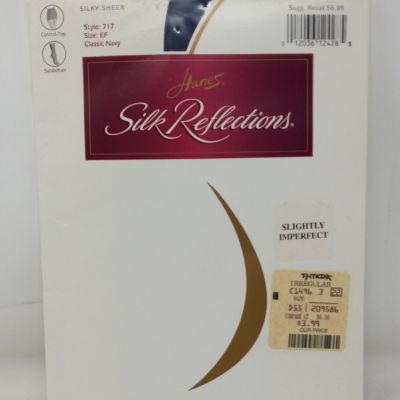 Hanes Silk Reflections Silky Sheer Classic Navy Pantyhose Size EF Style 717 NOS