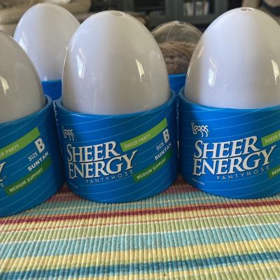 Vtg L’eggs Eggs Sheer Energy NEW 6 PAIRS SIZE B SUNTAN Pantyhose Medium Support
