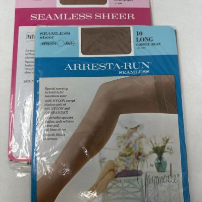 Gaymode Seamless Arresta-Run Sheer Stockings 10 Long Cinnamon Coffee Bean x 2