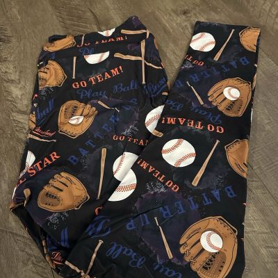 Boutique Leggings Baseball Glove Ball Bat Buttery Soft TC Plus Size Brand New