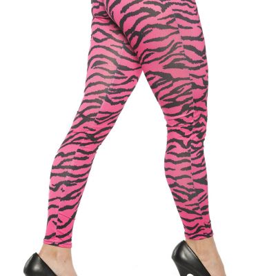Pink Zebra Leggings Halloween Costume Accessory Pants Hosiery Adult Women