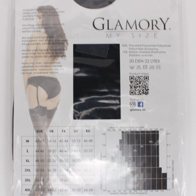 Glamory Perfect 20 Garter Stockings 50131 Black Size 3XL