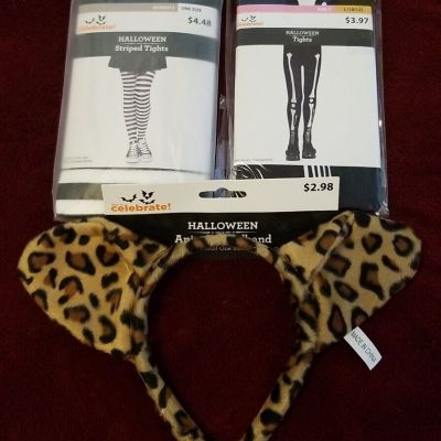 WAY TO CELEBRATE! ADULT ANIMAL EARS, ADULT TIGHTS, CHILD'S TIGHTS NWT