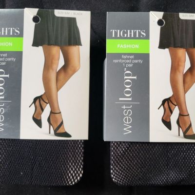 West Loop Fashion Fishnet Tights With Reinforced Panty 1 pair Size S/M 2 Pack