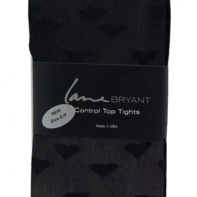 Lane Bryant Control Top Tights Black Hearts Size E/F, 1 Pair, Free Shipping
