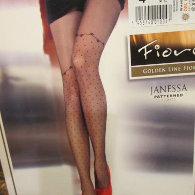 FIORE JANESSA POLKA DOT TO ABOVE KNEE TIGHTS PANTYHOSE BLACK 3 SIZES