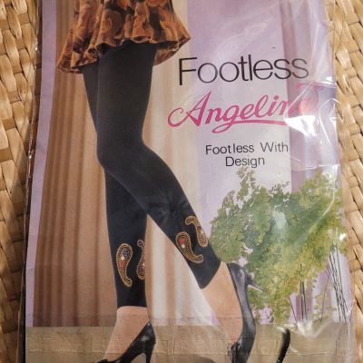 Angelina Footless Tights Black Bejeweled 90 to 160 Lb
