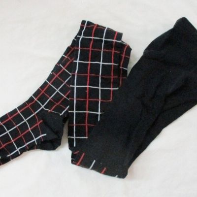 Hansel from Basel SQUARES TIGHTS Black/Red/Off White Knit Size: S/M NWOT